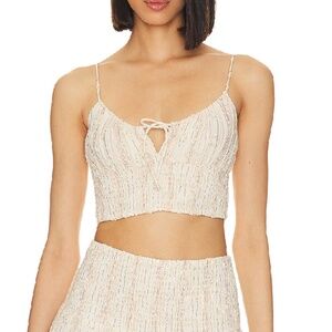 NWT🔖L*Space Falling For You Top Strap Bra Bohemian Smocked Bodice Coverup White